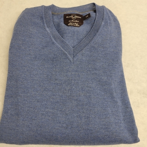 BLACK BROWN 1826 SIZE LARGE 100% MERINO WOOL VNECK SWEATER - Picture 7 of 7